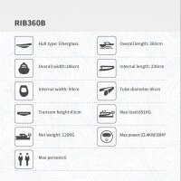 Yaska RIB360B – Festrumpf-Schlauchboot 3,6 m mit...