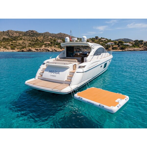 Yaska Yachtplattform 200 – Aufblasbare Badeplattform 2 x 1,5 m mit EVA-Teak-Deck