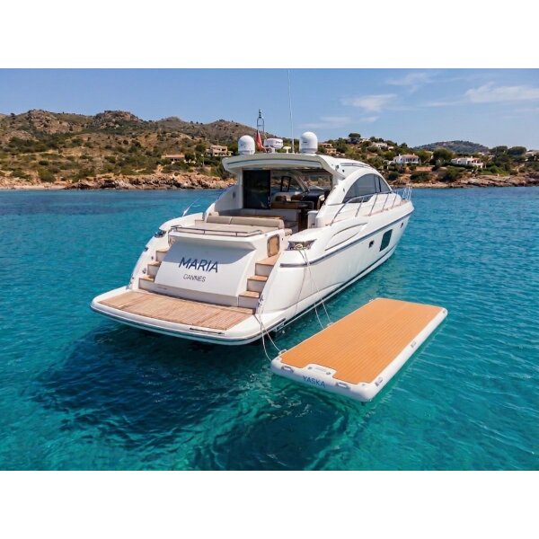 Yaska Yachtplattform 350 – Aufblasbare Badeplattform 3,5 x 1,5 m mit EVA-Teak-Deck