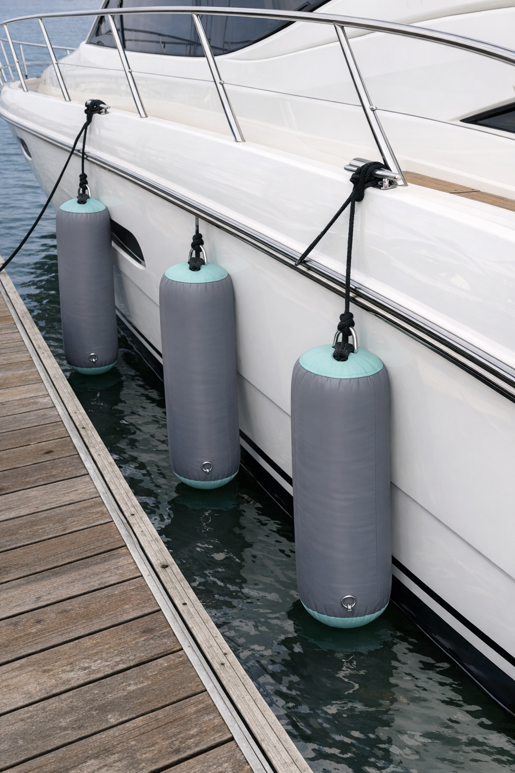 Yaska YP-24 Yacht-Fender am Boot befestigt